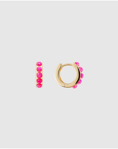 FAIRLEY - Hot Pink Opal Crystal Huggies
