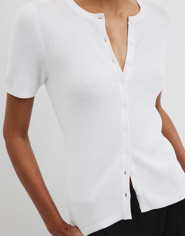 Country Road - Waffle Short Sleeve Button Knit
