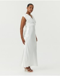 Third Form - Satin Cross Over Gather Dress