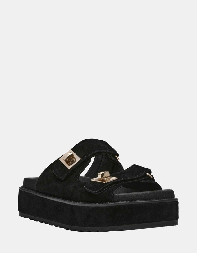 Steve Madden - Bigschmona Black Suede Sandals