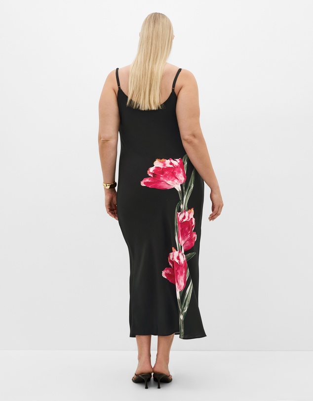 City Chic - Averi Placement Slip Dress - black