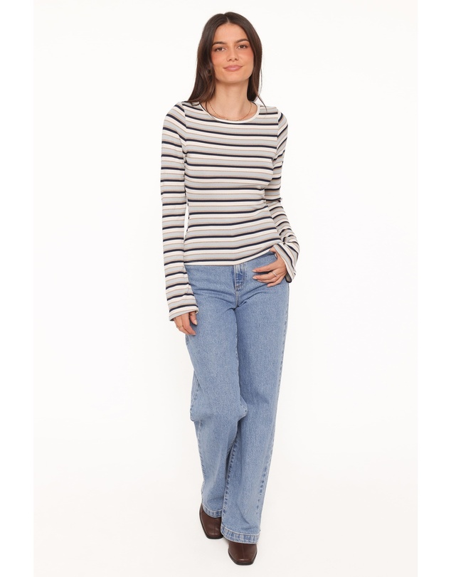 Petal & Pup - Riele Open Back Knit Top - Blue Stripe
