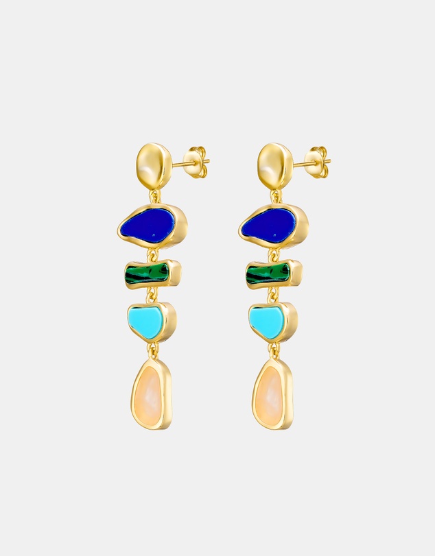 Zoe Olivia - 14K Gold Vermeil Prism Multistone Drop Earring