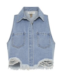 ONE TEASPOON - Bolt Blue Cropped Braxton Top