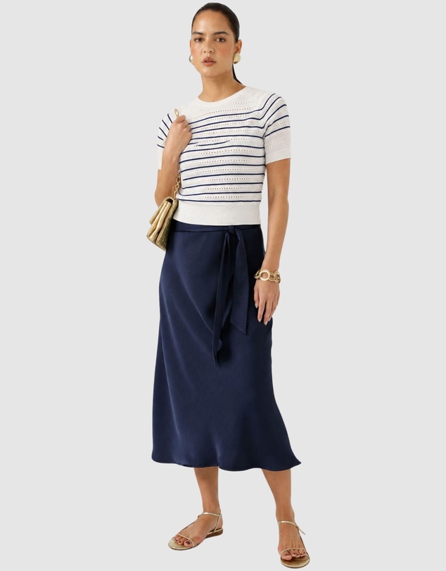 SACHA DRAKE - Eyelet Stripe Knit Top