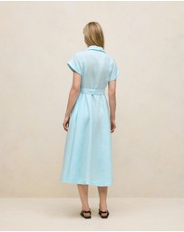 Trenery - Linen Panelled Shirt Dress in Pastel Blue