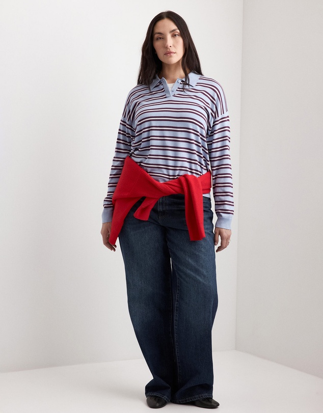 M.N.G - Striped Polo-Neck Sweater