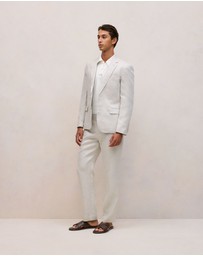 Trenery - Regular Fit Linen Twill Blazer in Stone