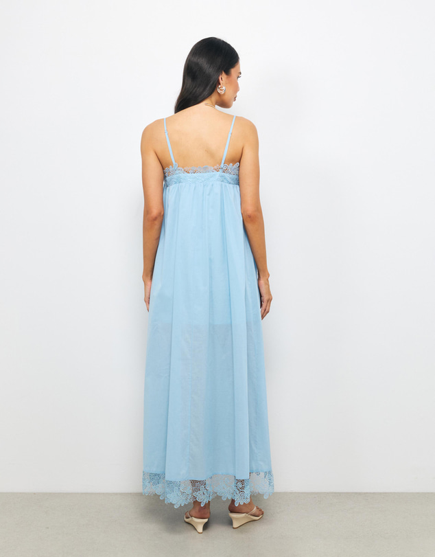 AERE - Mara Cotton Voile Trim Maxi Dress
