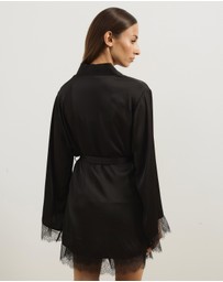 Atmos&Here - Pearl Lace Trim Satin Robe