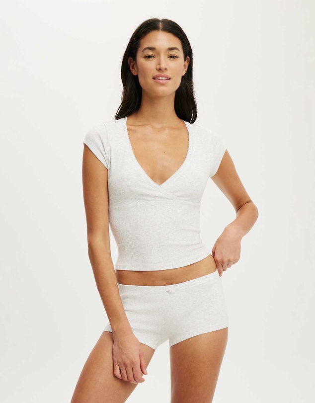 Cotton On Body - Dreamy Soft Pointelle Cross Over Tee