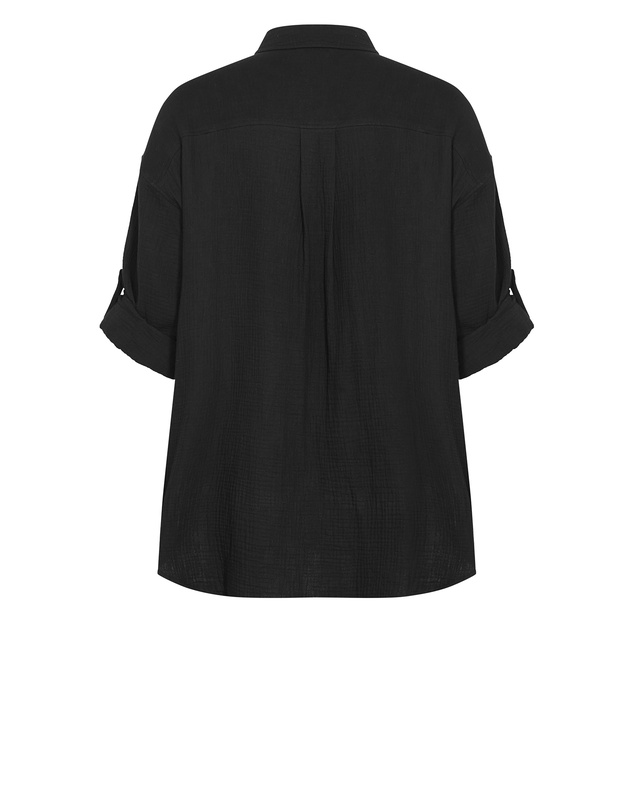 City Chic - Plus size Poolside Cover Up Shirt - black