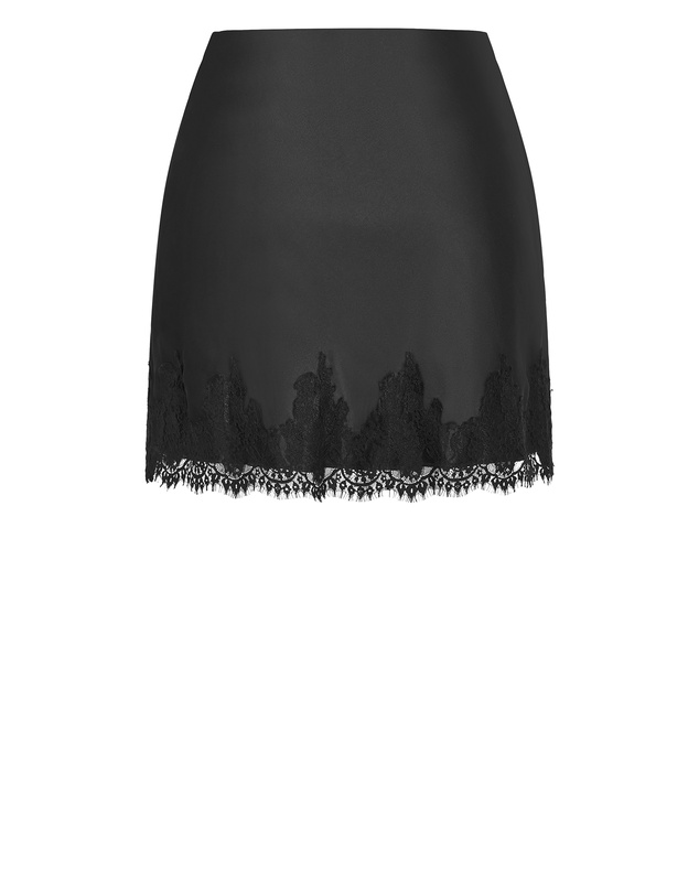 City Chic - Plus size Lace Trim Mini Skirt - black