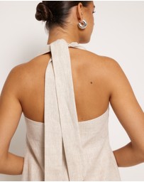 AERE - Indigo Linen Halter Top