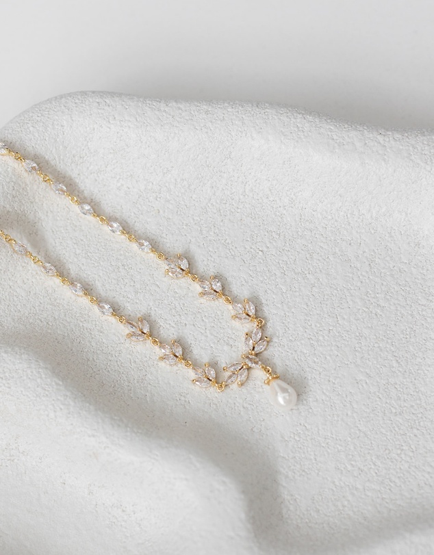 The White Collection - Liliana - Classic Gold Pearl Bridal Necklace