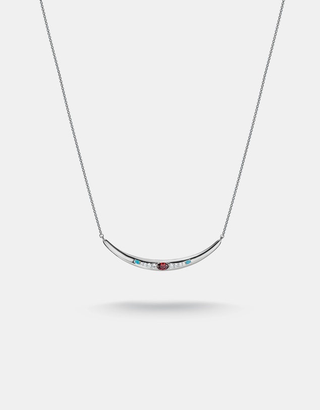 THOMAS SABO - THOMAS SABO Half-Form Necklace with Red Zirconia Stone