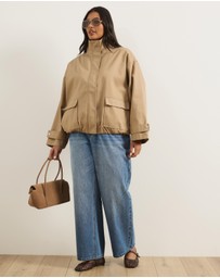 Atmos&Here Curvy - Taya Funnel Neck Twill Bomber Jacket