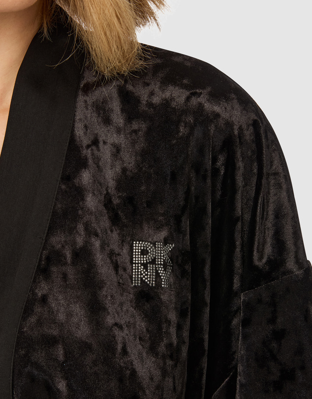 DKNY - Crushed Velour & Satin Midi-Length Belted Lounge Robe