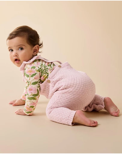Wilson & Frenchy - Organic Knitted Bauble Ruffle Overalls - Babies