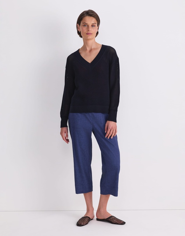Sportscraft - Cotton Crochet V Neck Knit