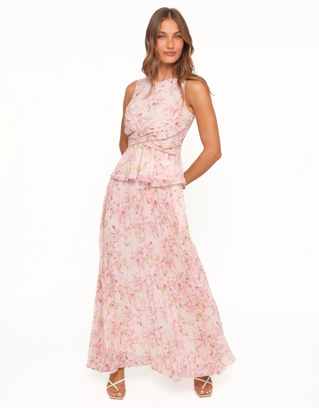 Petal & Pup - Mena Pleated Maxi Skirt - Blurred Pink Floral