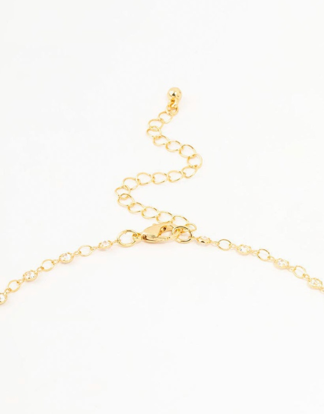 Lovisa - Gold Plated Station Flat Crystal Necklace