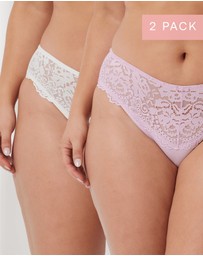Kayser - 2 Pack Daily Essentials Stretch Lace & Cotton Hi Cut Brief (219)