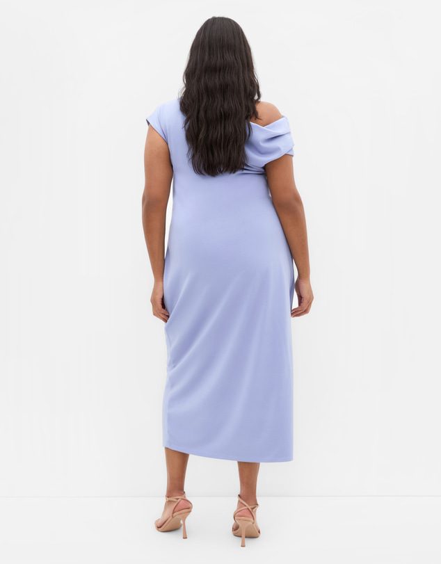 City Chic - Plus size Sassy Off Shoulder Dress - dusty blue