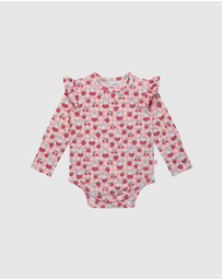 Kynd Baby - Miffy Frill Sleeve Bodysuit in Berry Check