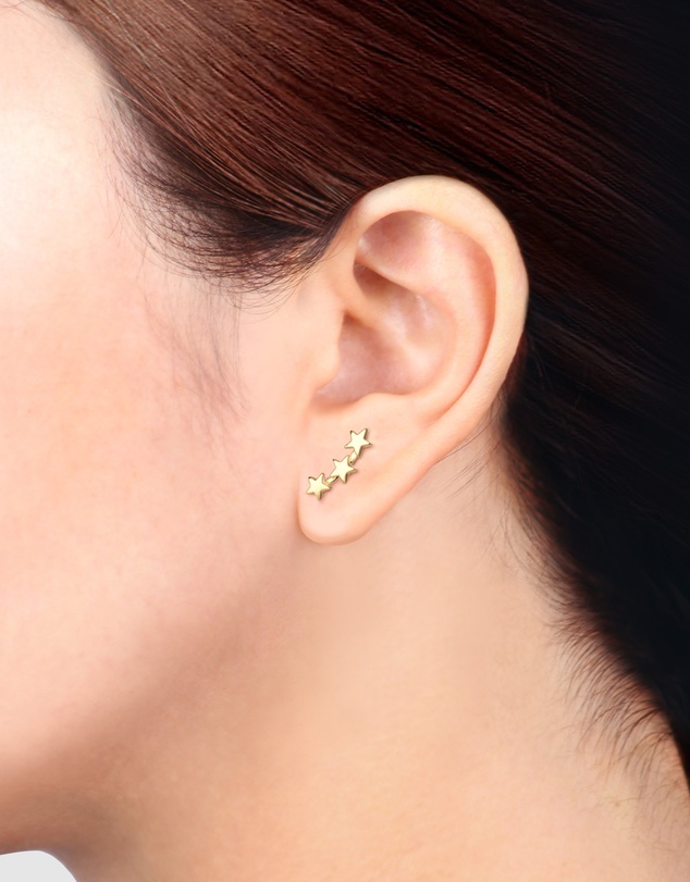 Elli Jewelry - Star Stud Earrings in Gold-Plated 925 Silver