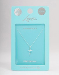 Lovisa - Sterling Silver Cubic Zirconia Marquise Cross Necklace
