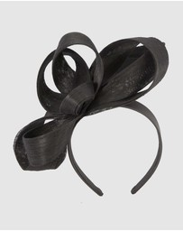 Fillies Collection - Black Abaca Loops Racing Fascinator