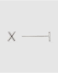 Wanderlust + Co - Alphabet Bubble Silver Stud Earrings - Letter X