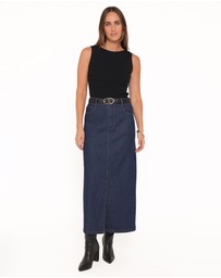 Petal & Pup - Dana Denim Midi Skirt - Midnight