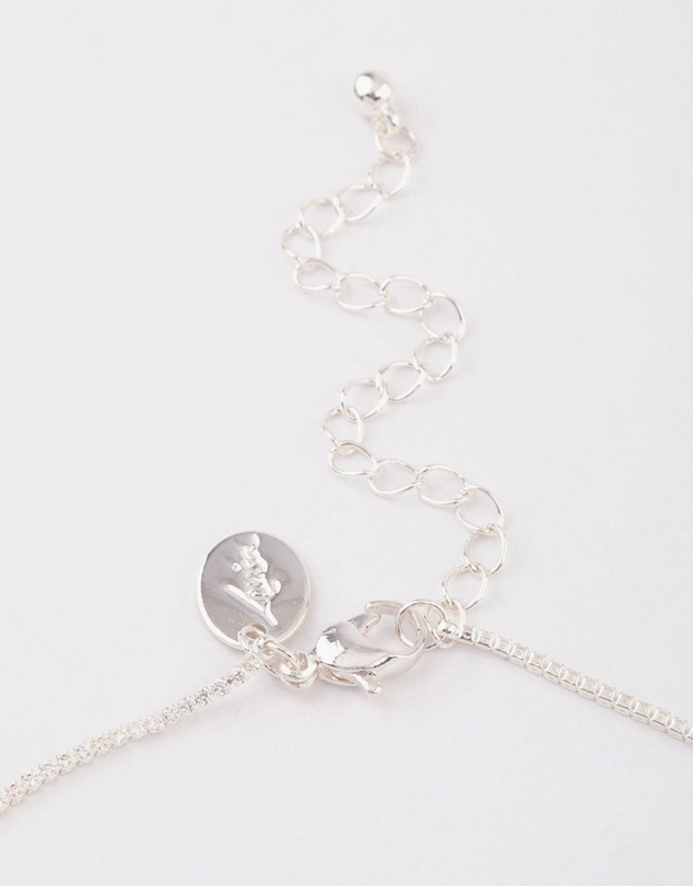 Lovisa - Silver Plated Cubic Zirconia Dainty Cup Chain Floral Necklace
