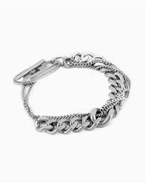 Diesel - Oval D Logo Silver Tone Bracelet