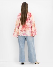 City Chic - Ruffle Glam Print Top