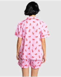 Sant And Abel - Women's Reindeer Pink Short PJ Set