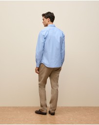 Trenery - Tailored Fit Cotton Poplin Shirt in Duck Egg Blue