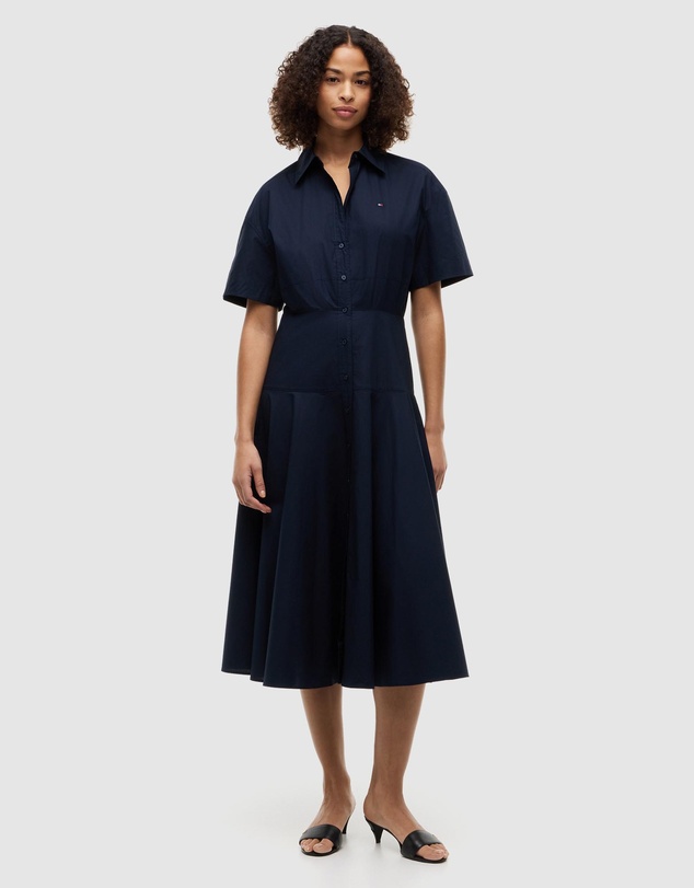 Tommy Hilfiger - Fit And Flare Poplin Midi Shirt Dress