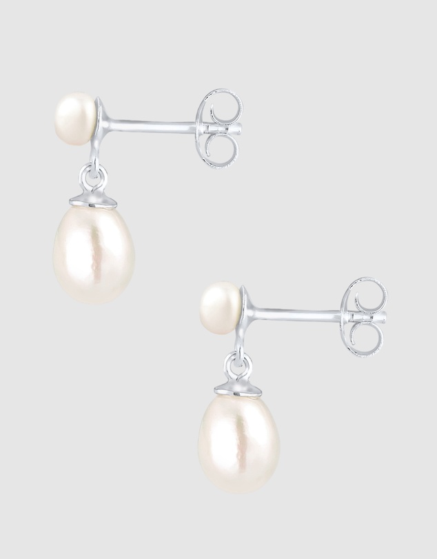 Elli Jewelry - Earrings Ear Hangers with Freshwater Pearls in 925 Sterling Silver