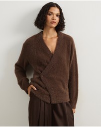 Atmos&Here - Cara Asymmetric Buttoned Knit Cardigan