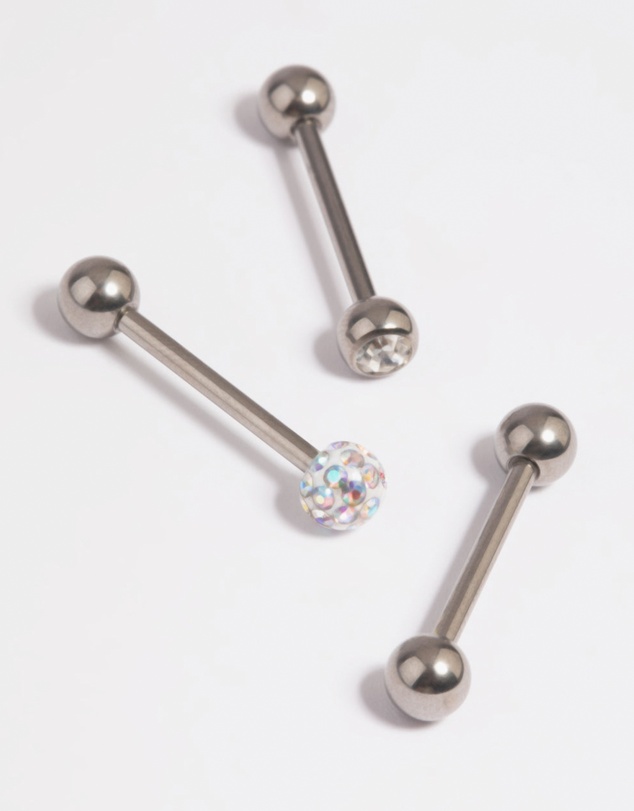 Lovisa - Titanium Pave Tongue Rings