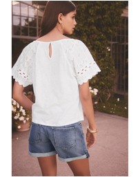 NEXT - Broderie Short Sleeve Ric Rac Top