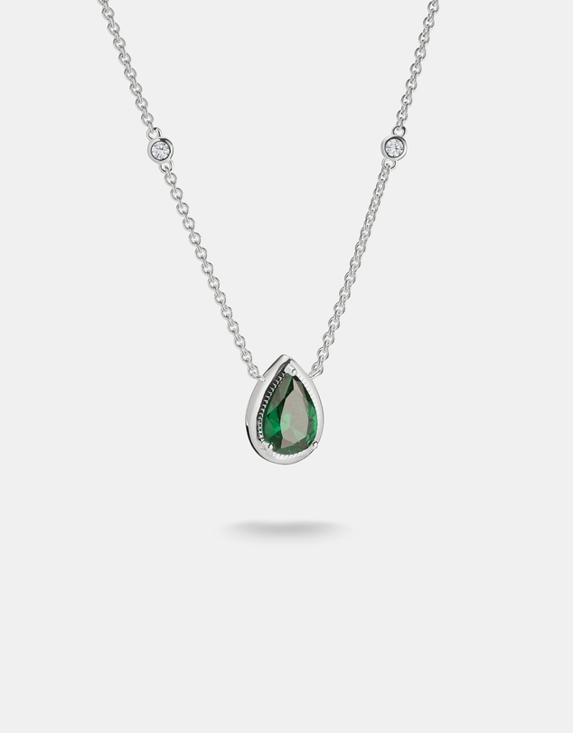 THOMAS SABO - THOMAS SABO Necklace with Green Teardrop Stone Silver