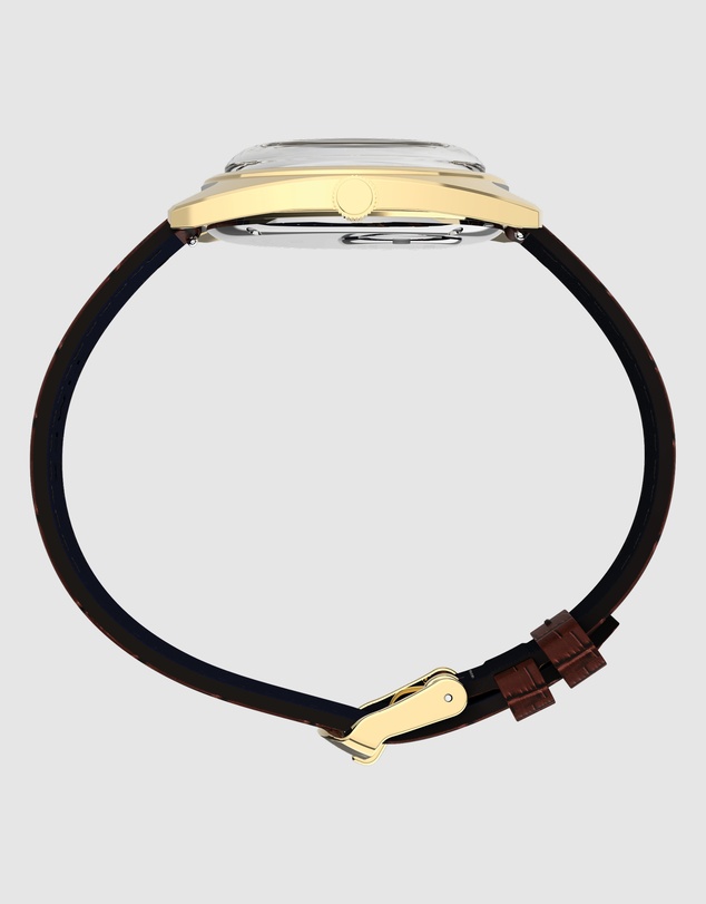 TIMEX - Timex 1976 Day Date Fume Reissue Inspired 37mm BrownLeather Strap Watch