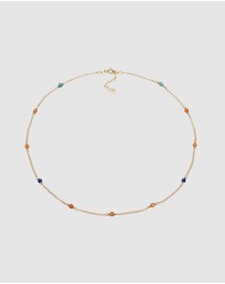 Elli Jewelry - Necklace Filigree Trend with Agate Beads Multicolor in 925 Sterling Silver Gold Plated