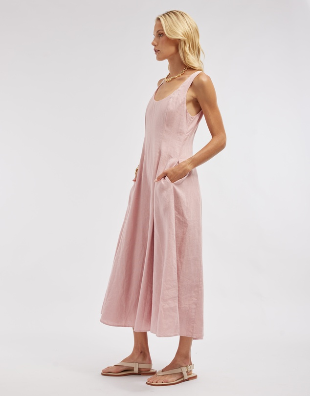 Amelius - Anna Panelled Linen Midi Dress