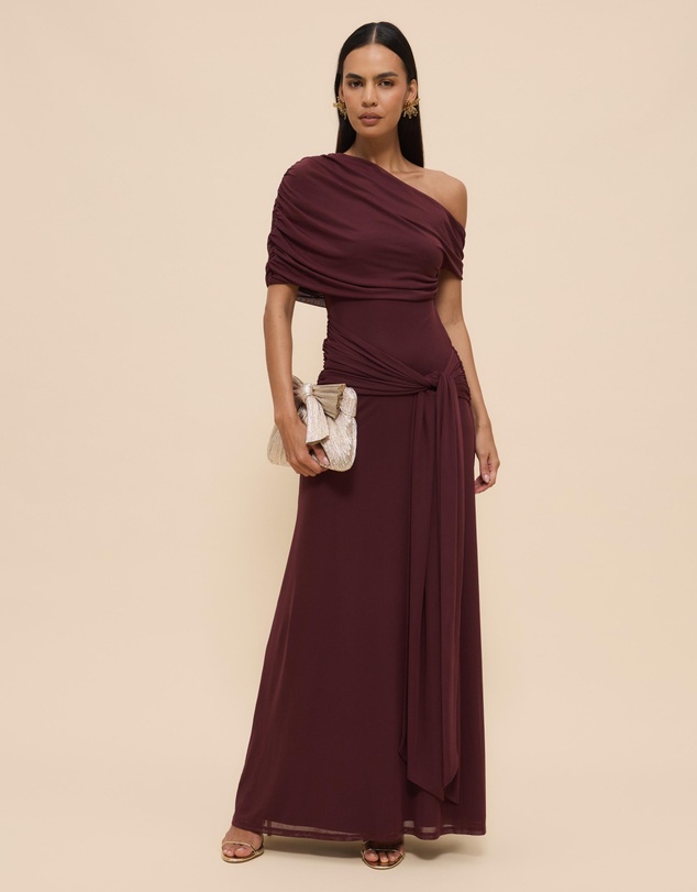 Revibe - Repaired CHANCERY Margot One Shoulder Drape Maxi Dress - AU 14