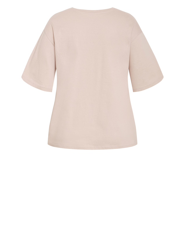 City Chic - Plus size Oversized NY Leopard Tee - latte